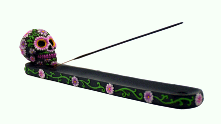 Black/Pink Sugar Skull Incense Burner